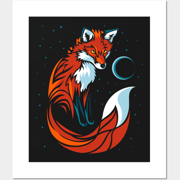 Tribal tail fox Wall Art by albertocubatas